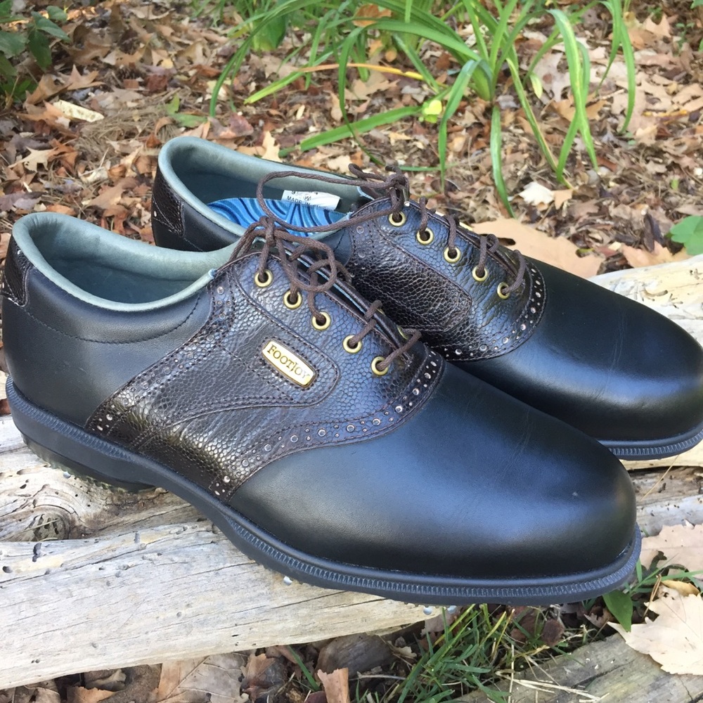 Dryjoys Black Leather Optiflex golf shoes men 9.5